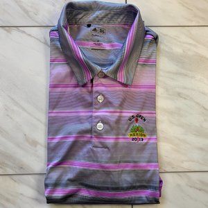 Adidas Golf Performance Polo Pink Gray Purple Stripes 2013 US Open Merion Medium
